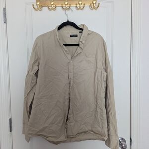 Men's Beige Button Up Casual Shirt